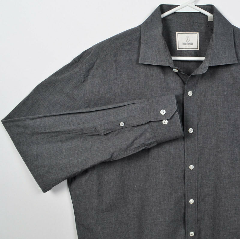 Todd Snyder New York Men's 17.5 34/35 (XL) Solid Gray Button-Front Shirt
