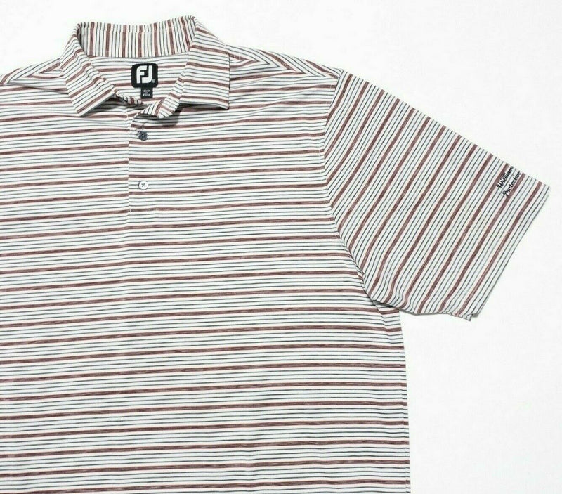 FootJoy Golf Shirt XL Men's Polo White Gray Red Striped Wicking Stretch