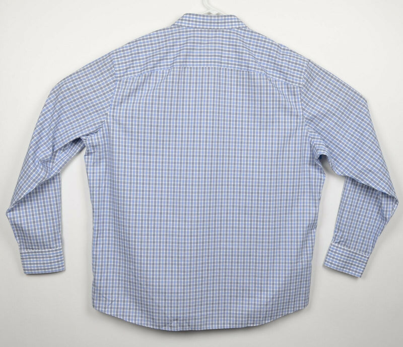 UNTUCKit Men's 3XLT Wrinkle-Free Blue Plaid Check Button-Front Shirt