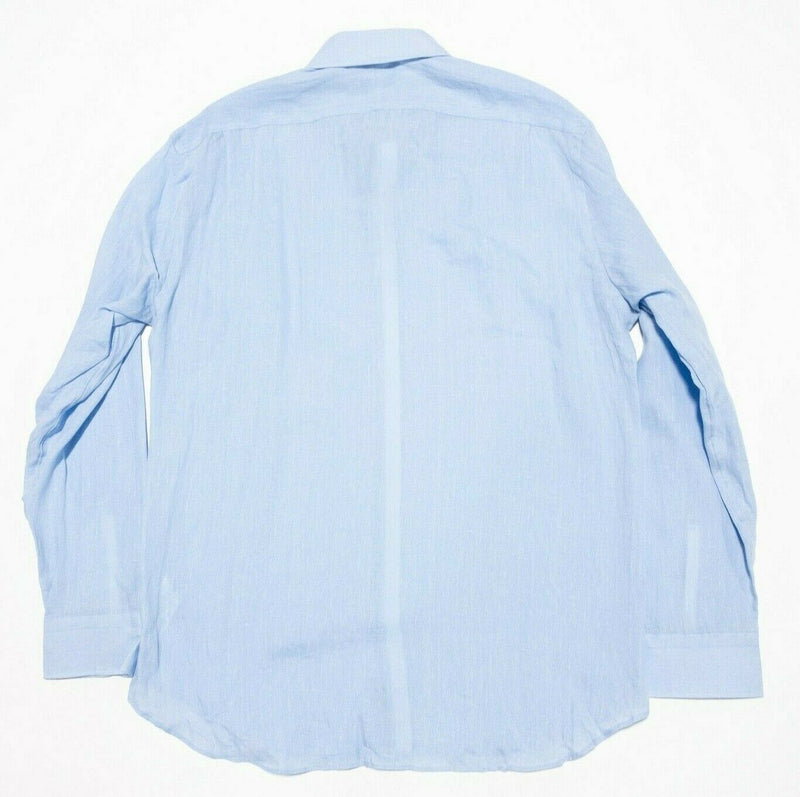 Thomas Mason for J. Crew Ludlow 100% Linen Button-Front Shirt Blue Men's XL