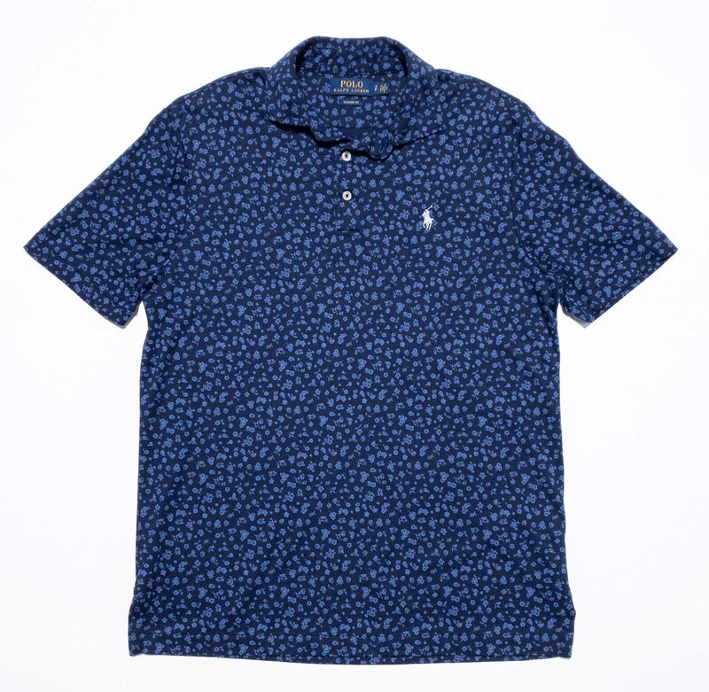 Polo Ralph Lauren Floral Polo Shirt Small Men's Navy Blue Print Short Sleeve