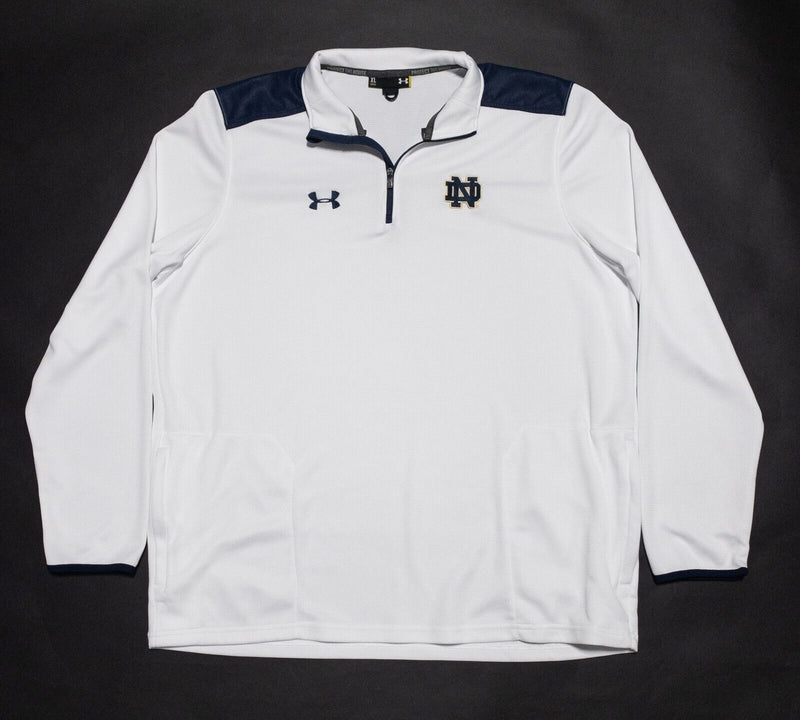Notre Dame Under Armour Wicking 1/4 Zip Jacket Men's XL Loose White Blue Team