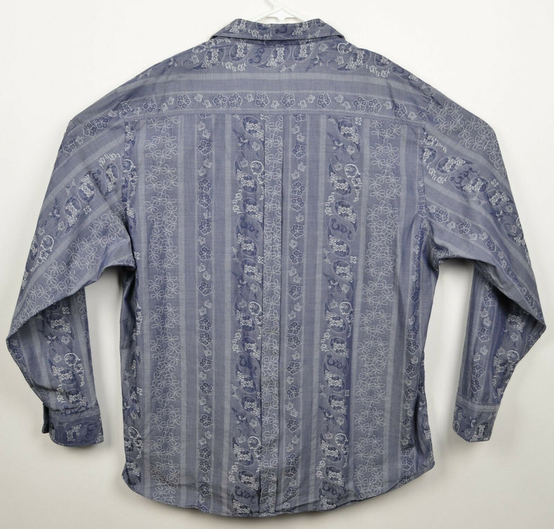 Jhane Barnes Rhedux Men's Sz 2XL Floral Paisley Blue Button-Front Shirt