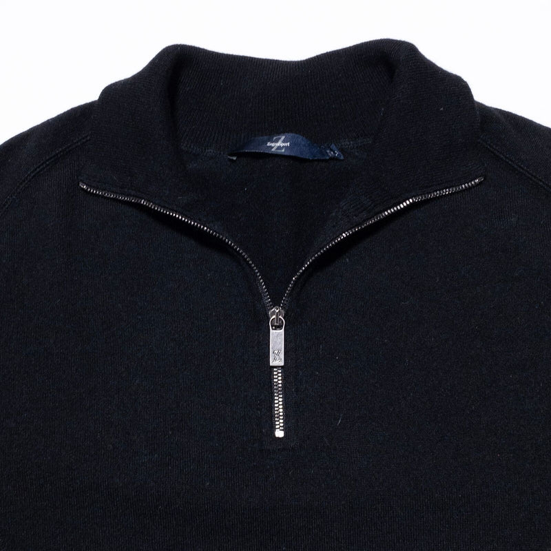 Zegna Sport Sweater Men's Large Pullover 1/4 Zip Solid Black Knit Designer