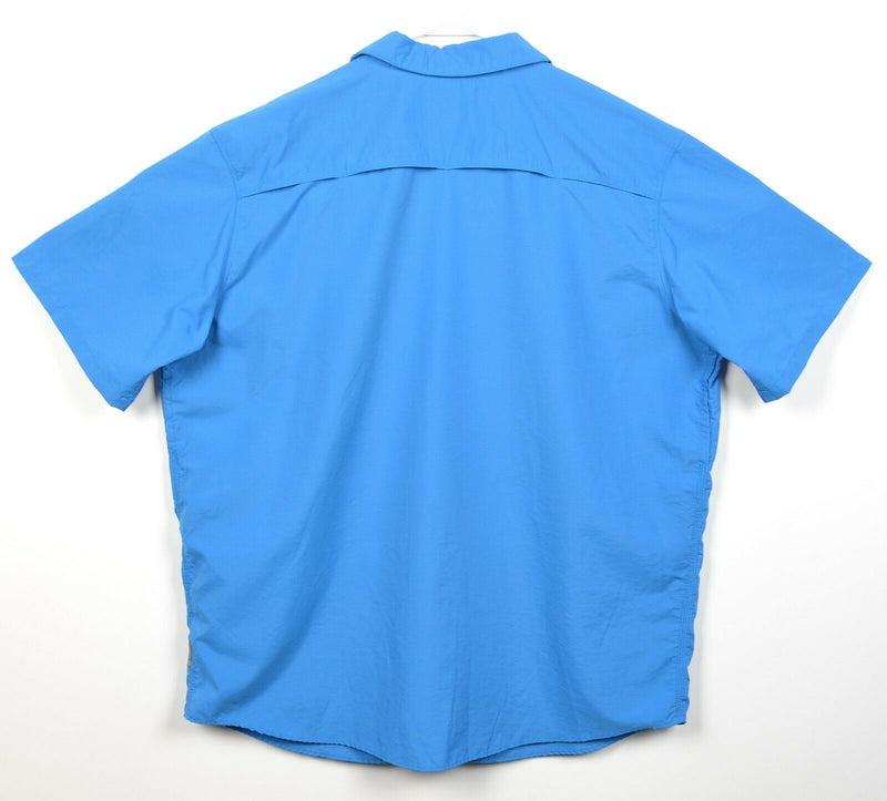 Mountain Hardwear Men's XL Vented Solid Blue Hiking Travel Button-Front Shirt