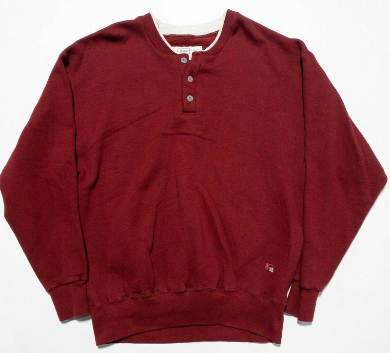 L.L. Bean by Russell Athletic Sweatshirt Men  Large Vintage 90s Henley Solid Red