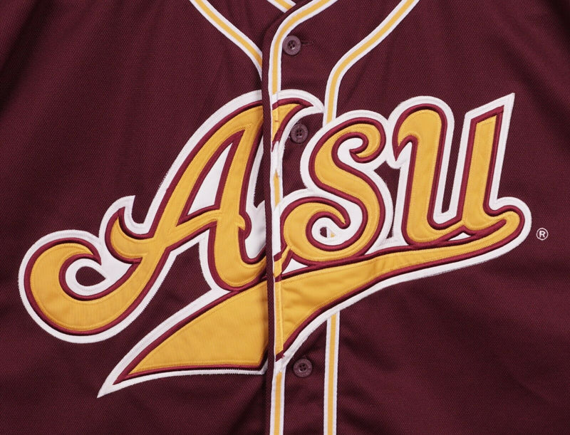 ASU Arizona State Men's 2XL Maroon Gold Colosseum Sewn Baseball Jersey