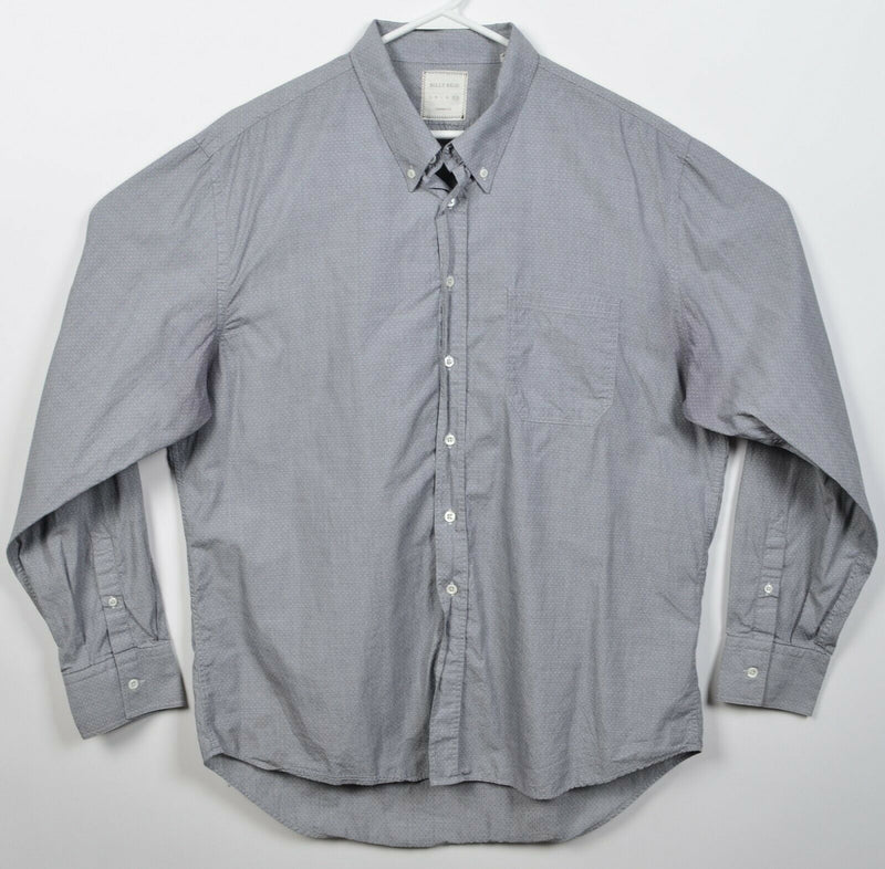 Billy Reid Men's 2XL Standard Cut Gray Polka Dot Long Sleeve Button-Down Shirt