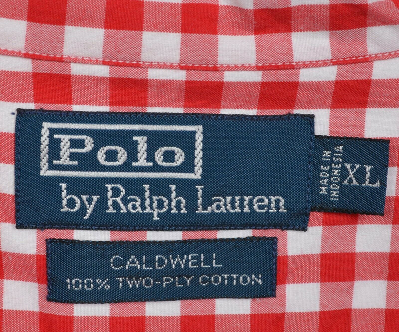 Polo Ralph Lauren Men's XL Red White Gingham Check Button-Front Caldwell Shirt