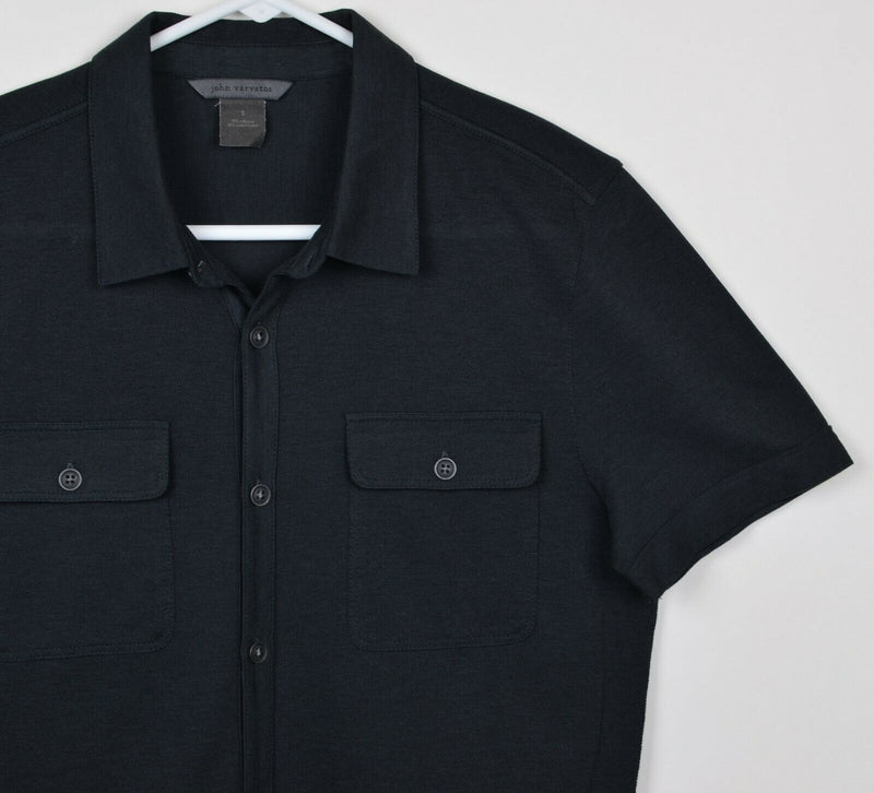 John Varvatos Men's Sz Small Silk Cotton Blend Gray Button Front Pocket Shirt