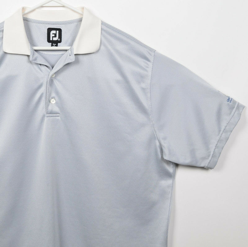 FootJoy Men's 2XL Gray Geometric Ivory Collar FJ Golf Wicking Polo Shirt