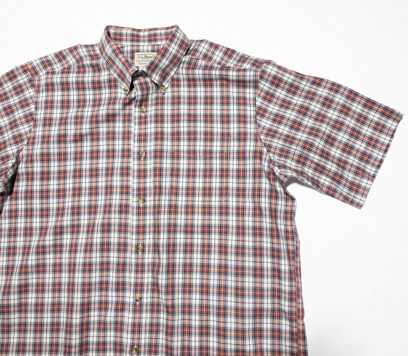 L.L. Bean Men's Wrinkle-Free Twill Sport Shirt Large Men's Red Colorful Plaid