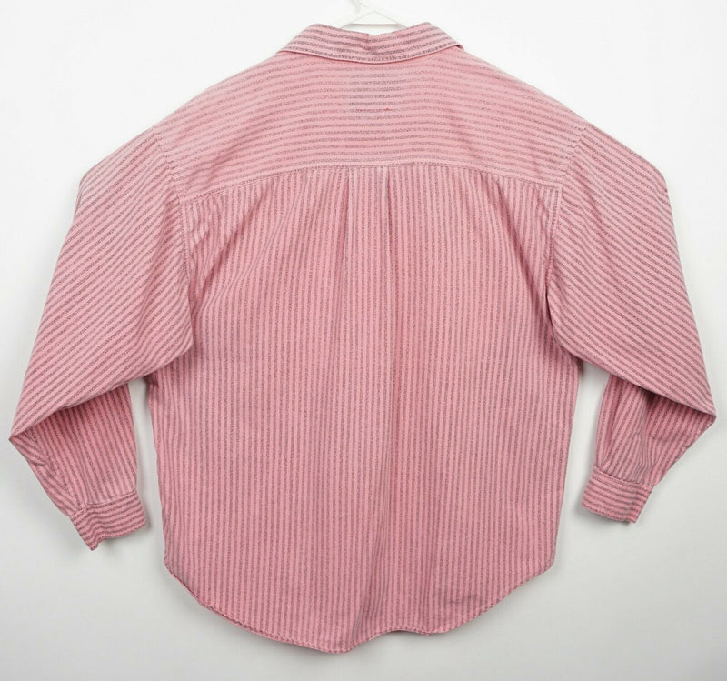 Vintage 90s Bugle Boy Men's Large Pink Striped Pockets CL-950 Button-Front Shirt