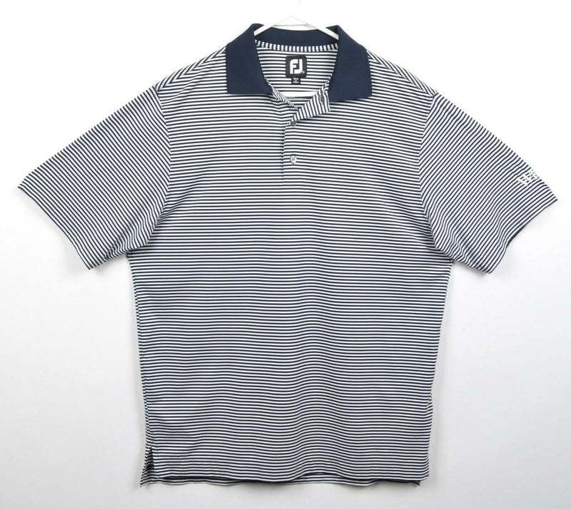 FootJoy Men's Sz Medium Navy Blue White FJ Performance Golf Polo Shirt