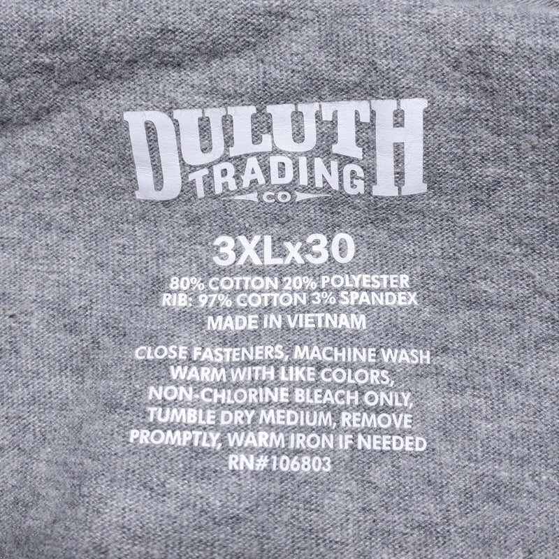 Duluth Trading Sweatpants Men's 3XLx30 Cargo Style Pants Gray Belted Souped Up
