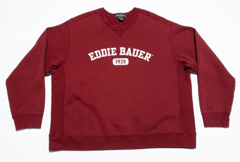 Vintage Eddie Bauer Sweatshirt Men's XL Crewneck 90s Pullover Red Spell Out 1920