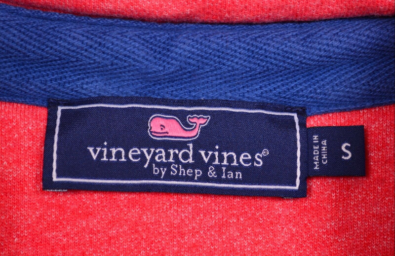 Vineyard Vines Men's Sz Small 1/4 Zip Coral Pink Spell Out Pullover Sweatshirt