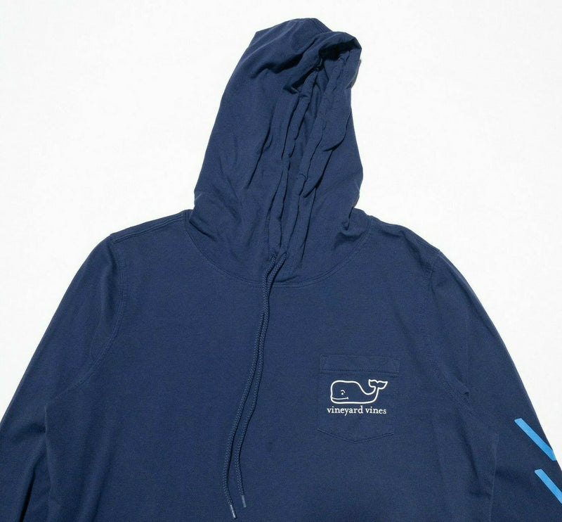 Vineyard Vines Lightweight Hoodie T-Shirt USA Flag Whale Preppy Blue Men's Small