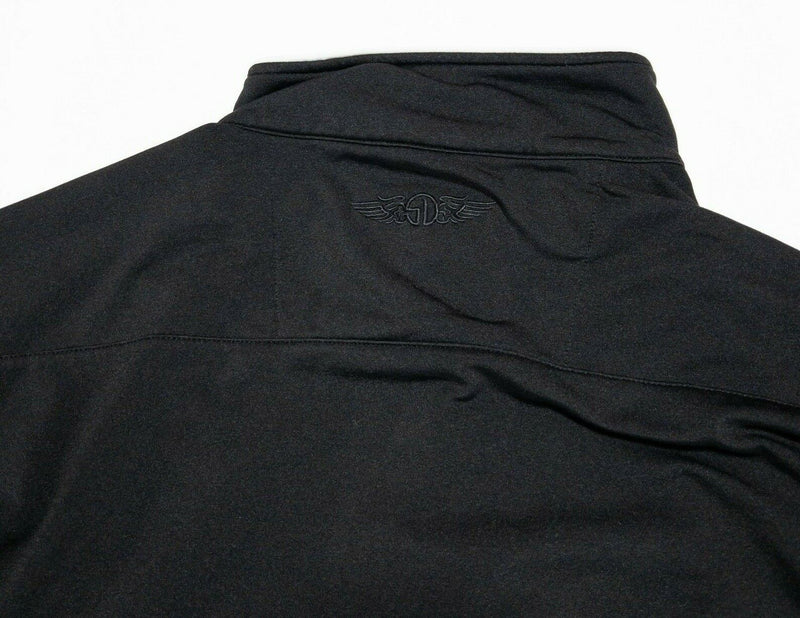 Straight Down Jacket Men's Large Golf 1/4 Zip Solid Black Fleece Pullover