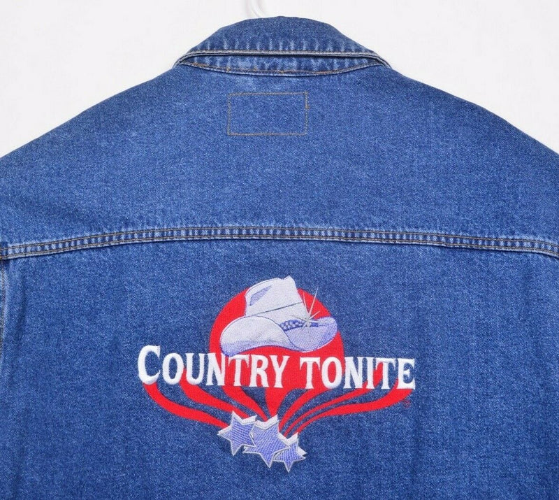 Country Tonite Men's XL Denim Embroidered Music Port Authority Trucker Jacket