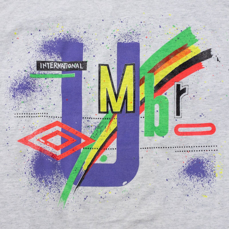 Vintage Umbro T-Shirt Adult XL International Gray Neon Funky 80s Screen Stars