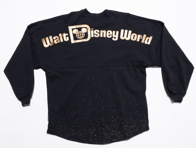 Walt Disney World Spirit Jersey Women's Medium Sparkle Gold Black Long Sleeve