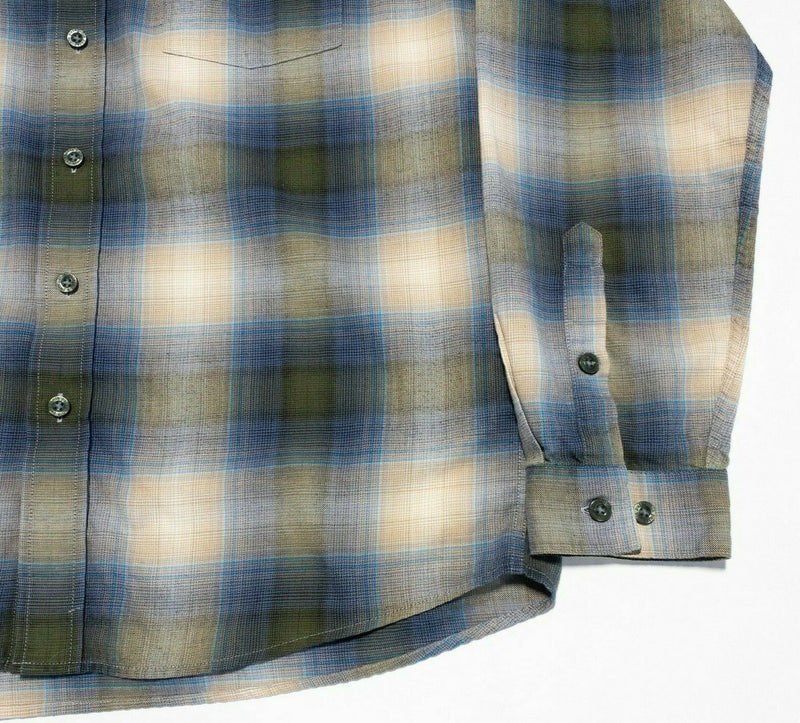 Patagonia Men's Long-Sleeved Buckshot Shirt Green Blue Plaid Men's Medium