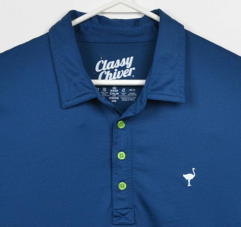 The Chive Men's XL Classy Chiver Blue Logo Pima Cotton Poly Golf Polo Shirt