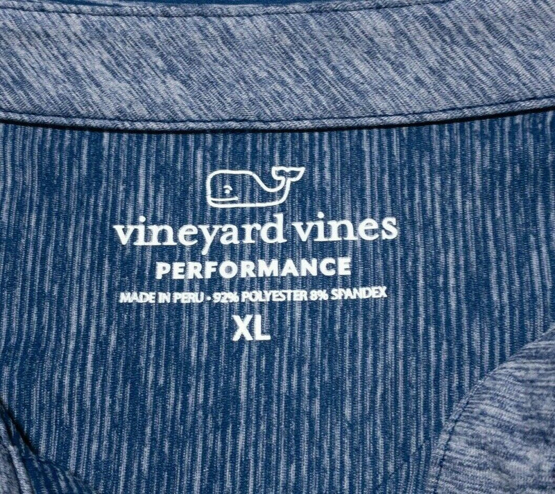 Vineyard Vines Performance Long Sleeve Polo Shirt Blue Wicking Whale Men's XL