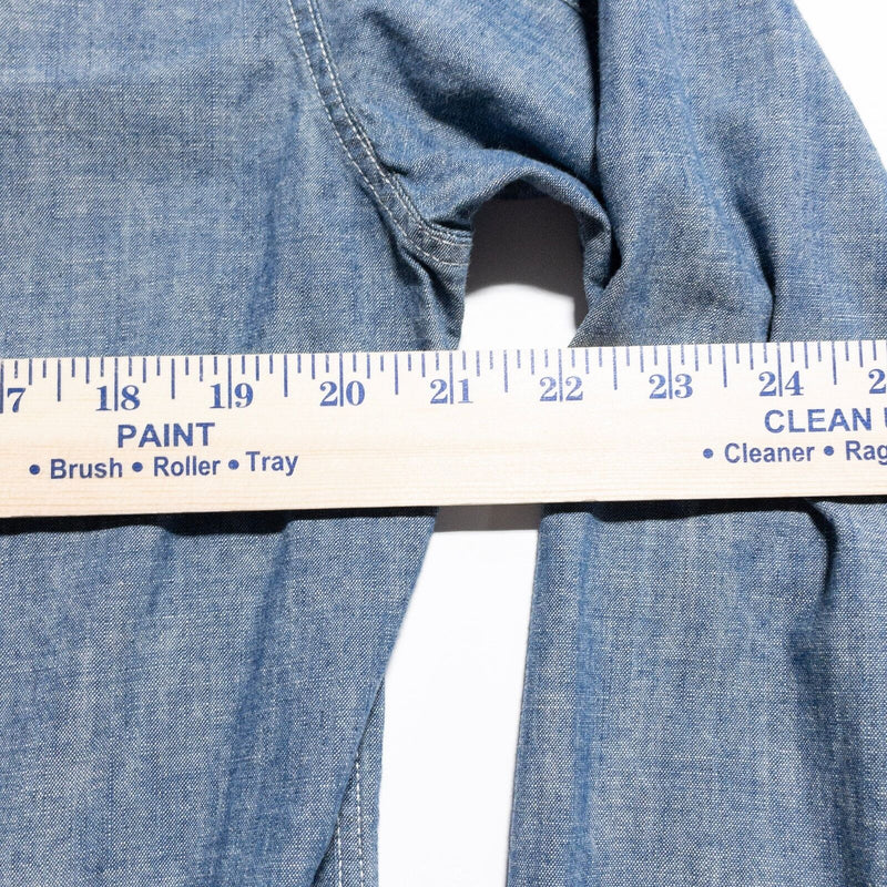 J. Crew Chambray Shirt Men's Medium Selvedge Japanese Blue Loop Collar Utility