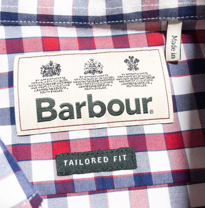 Barbour Performance Shirt Men's Large Tailored Fit Polyamide Wicking Blue Check