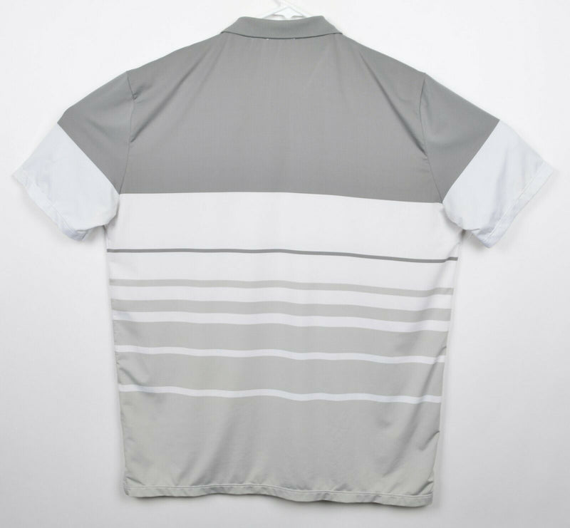 G/Fore Men's Sz XL Gray White Striped Logo Short Sleeve Golf Polo Shirt
