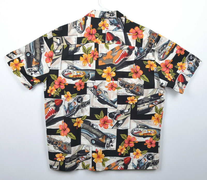 Vtg Kalaheo Men's Sz Large Bomber WWII Military Floral Hawaiian USA Shirt
