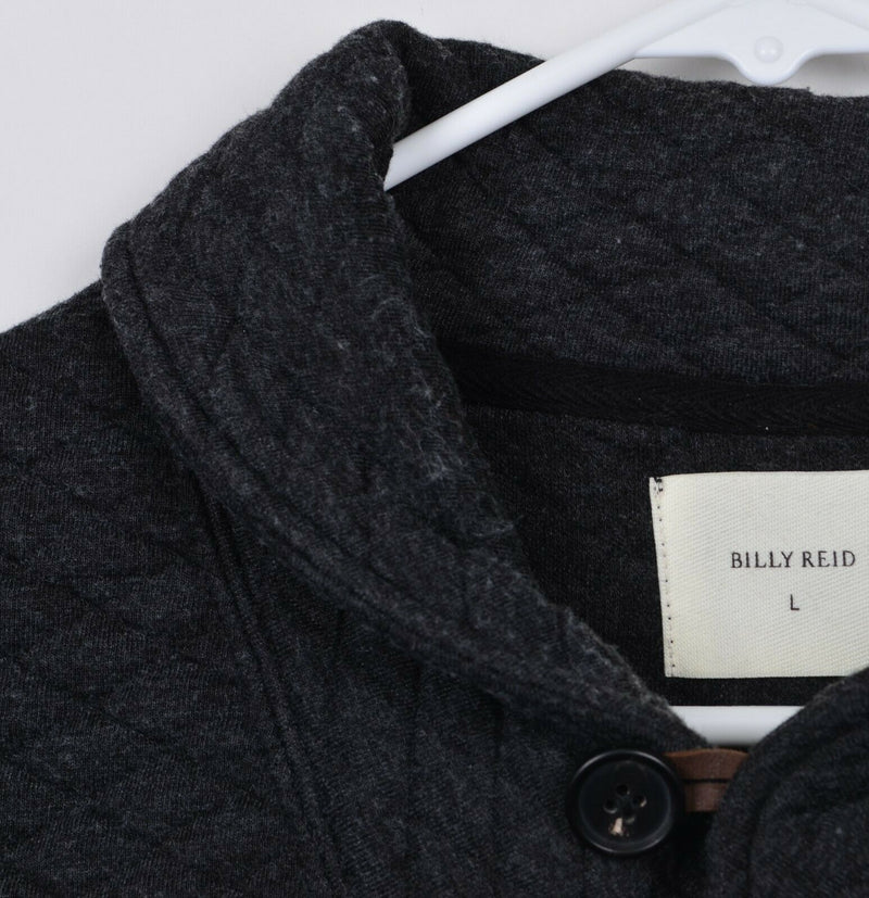 Billy Reid Men's Sz Large Diamond Quilt Shawl Collar Quarter Button Sweater