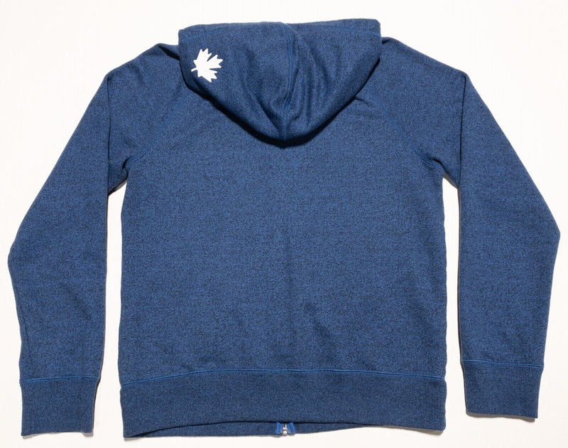 Roots Canada Hoodie Men's Medium Full Zip Blue Beaver Logo Drawstring Sweatshirt