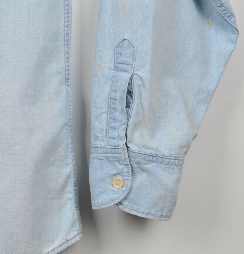 Levi’s Vintage Reproduction Men's Sz Large LVC Denim Distressed Worn Work Shirt