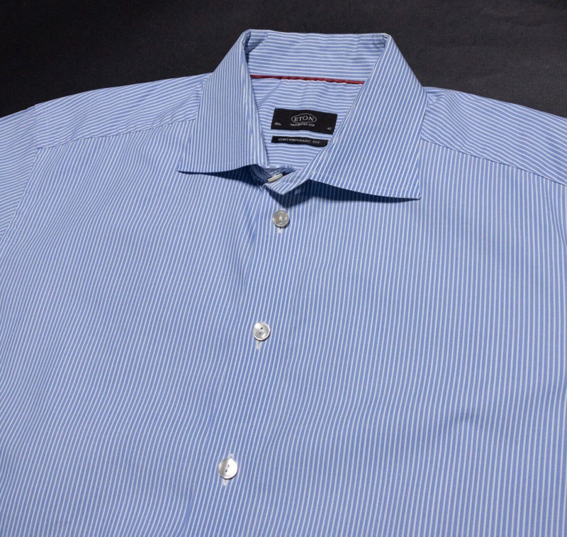 Eton Dress Shirt Men's 16.5/42 Contemporary Fit Blue Striped Business Classic