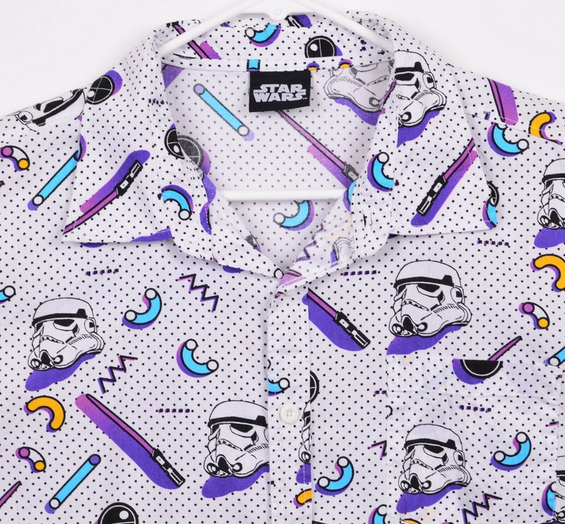 Star Wars Men's Sz Large? Stormtroopers Lightsaber Polka Dot Button-Front Shirt