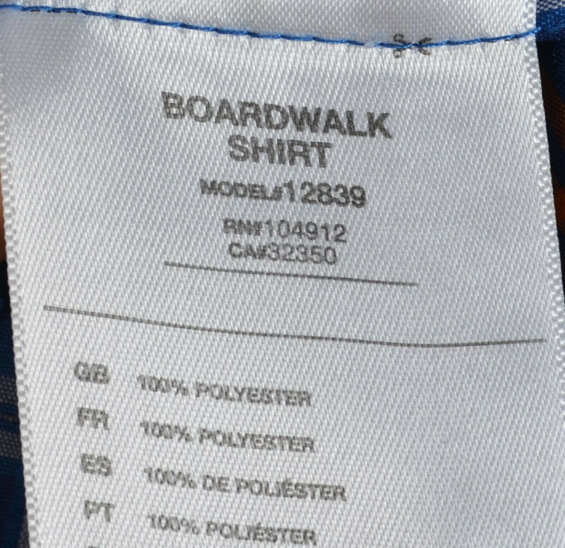 Bontrager Trek Men's XL Boardwalk Blue Orange Plaid Casual Cycling Shirt