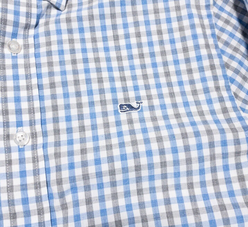 Vineyard Vines Whale Shirt XS Slim Fit Men's Gray Blue Check Long Sleeve