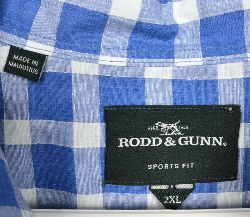 Rodd & Gunn Men's 2XL Sports Fit Blue Check Cotton Polyamide Button-Front Shirt
