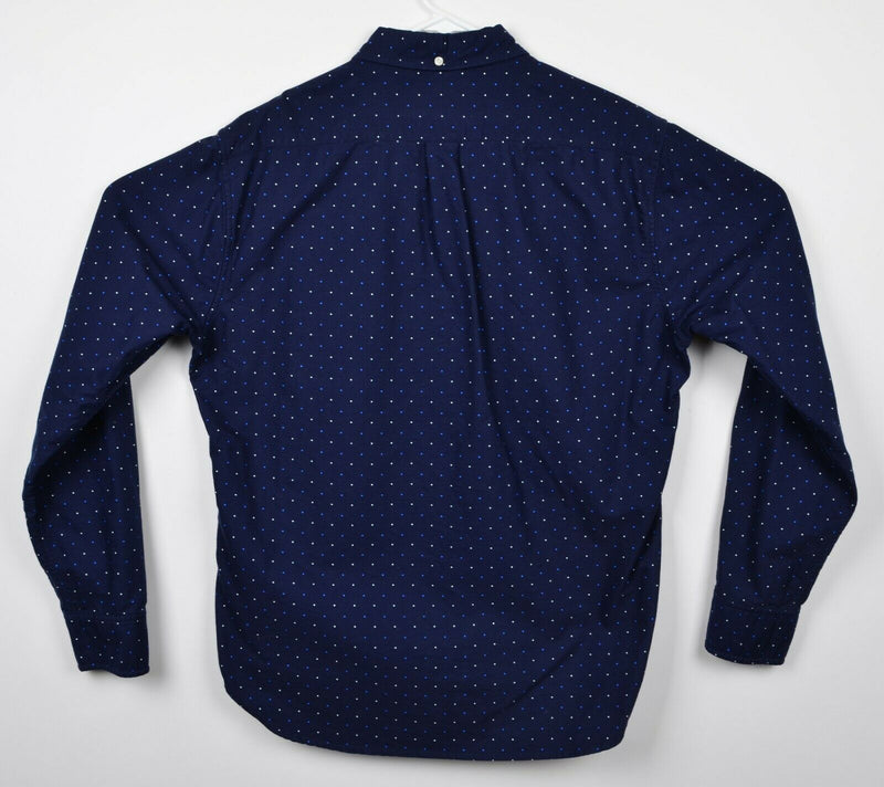 Bonobos Men's Large Slim Fit Polka Dot Navy Blue Long Sleeve Button-Down Shirt