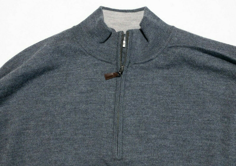 Peter Millar Men's 2XL 100% Merino Wool Gray 1/4 Zip Pullover Golf Sweater