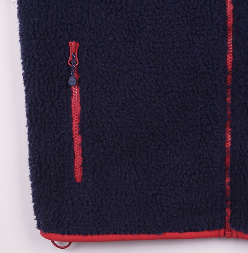 Vineyard Vines Men's Small Deep Pile Sherpa Fleece Puffer Navy Red Hybrid Vest