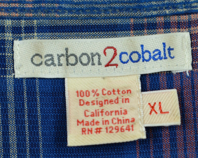 Carbon 2 Cobalt Men's XL Blue Multi-Color Plaid Button-Front Corduroy Shirt