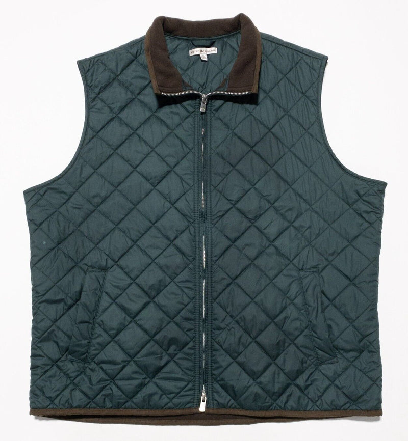 Peter Millar Vest Men's XL Quilted Full Zip Fleece Lined Green Crown Sport