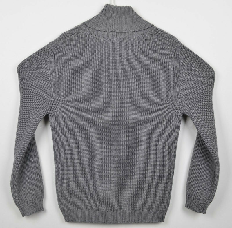 Haute Hoodie Women's Medium 100% Merino Wool Shawl Collar Gray Knit Sweater