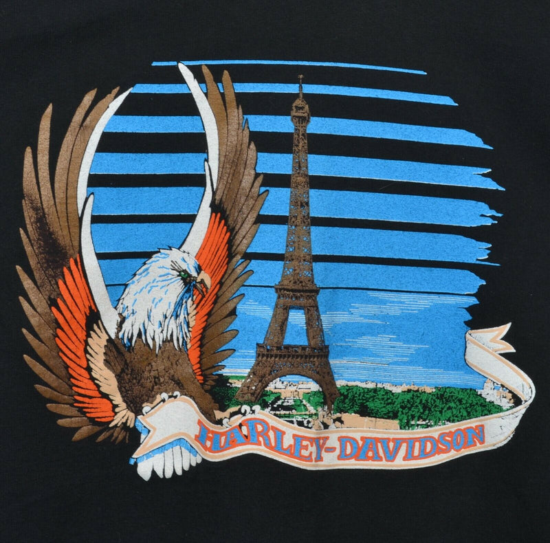 Vtg 90s Harley-Davidson Men's Sz Large Eiffel Tower France Double-Sided T-Shirt
