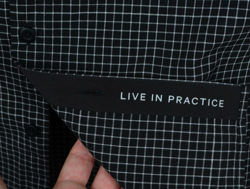 Lululemon Men Medium? Black Plaid Live In Practice Button-Front Technical Shirt