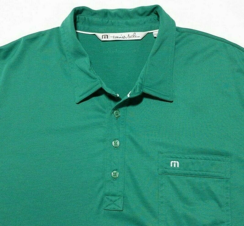 Travis Mathew Polo XXL Men's Golf Shirt Solid Green Pocket Pima Cotton Blend